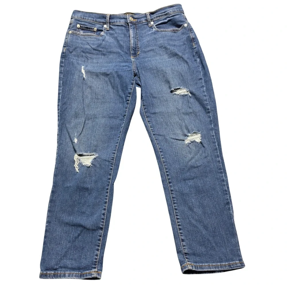 Jeans Banana Republic 31/12 Women Blue‎ Excellent Curvy Girlfriend Distressed